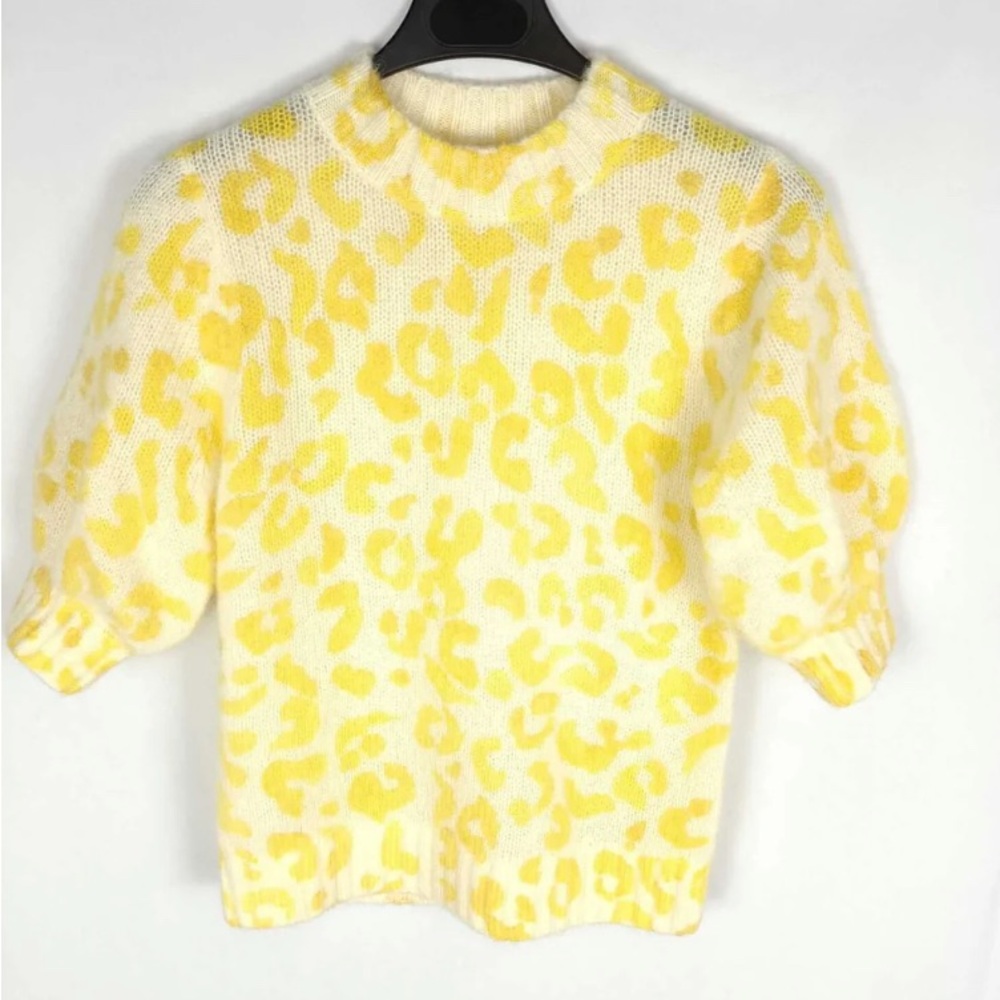 Sezane Yellow Animal Print Sweater - Picture 3 of 6